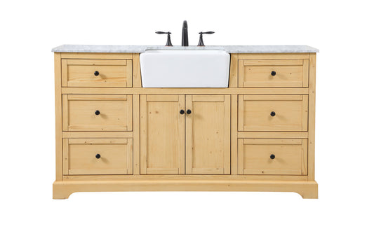 60 inch Single bathroom vanity in natural wood