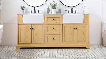 72 inch double bathroom vanity in natural wood