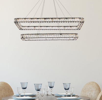 Monroe 50 inch LED double rectangle pendant in black