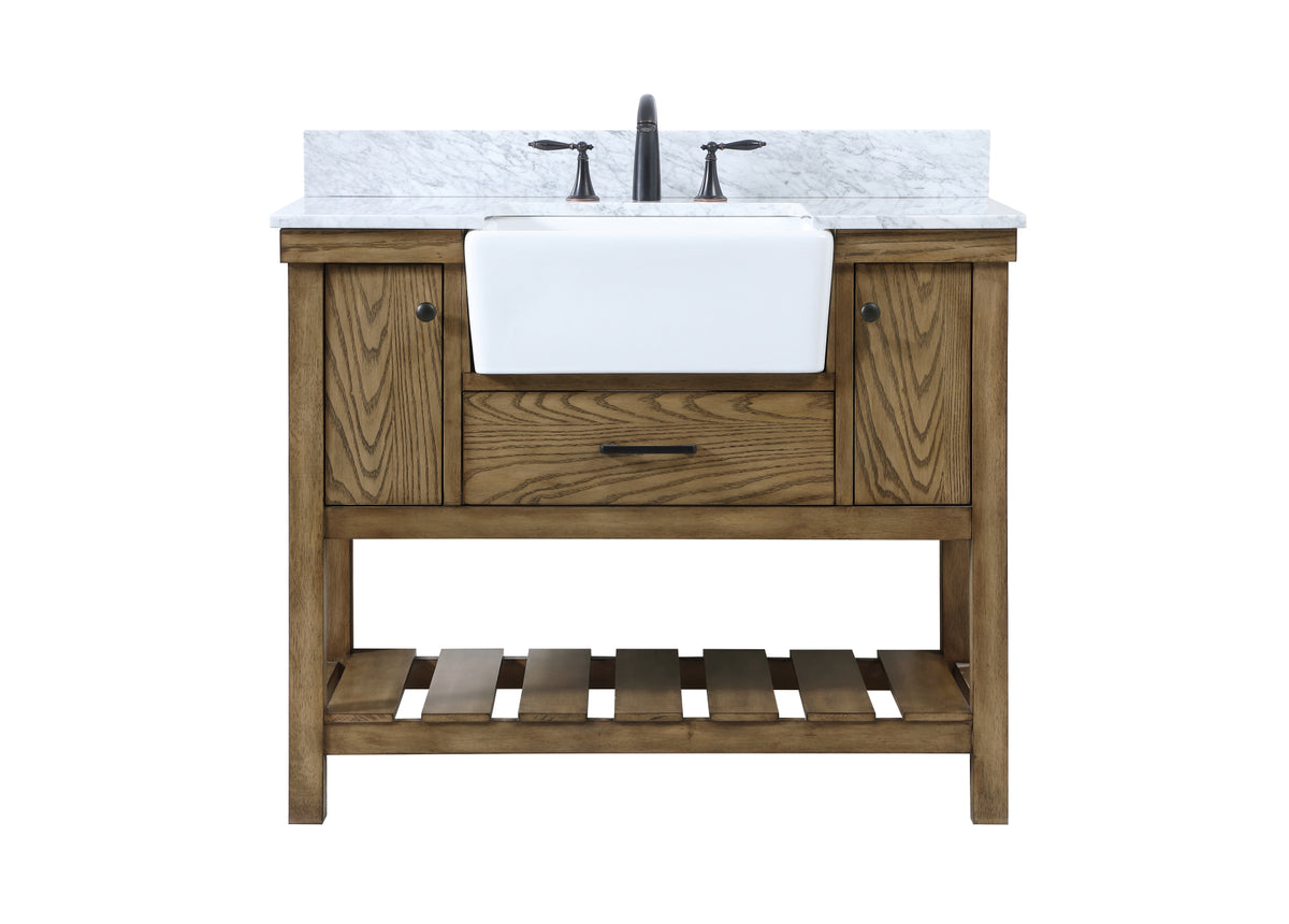 42 inch Single bathroom vanity in driftwood with backsplash