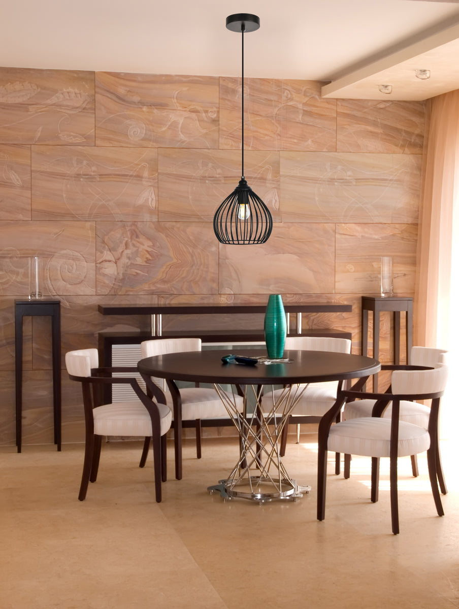 Sayer Collection Pendant D7.9 H8.9 Lt:1 Black Finish