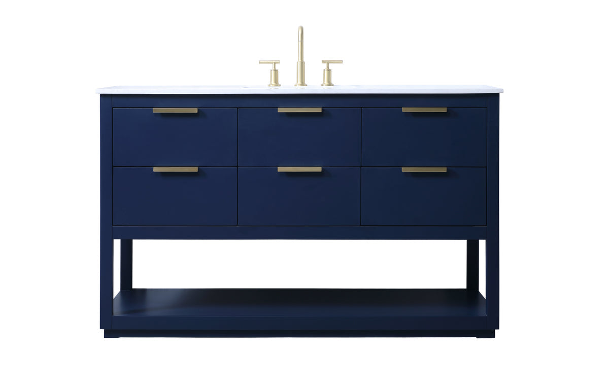 54 Inch SIngle Bathroom Vanity In Blue