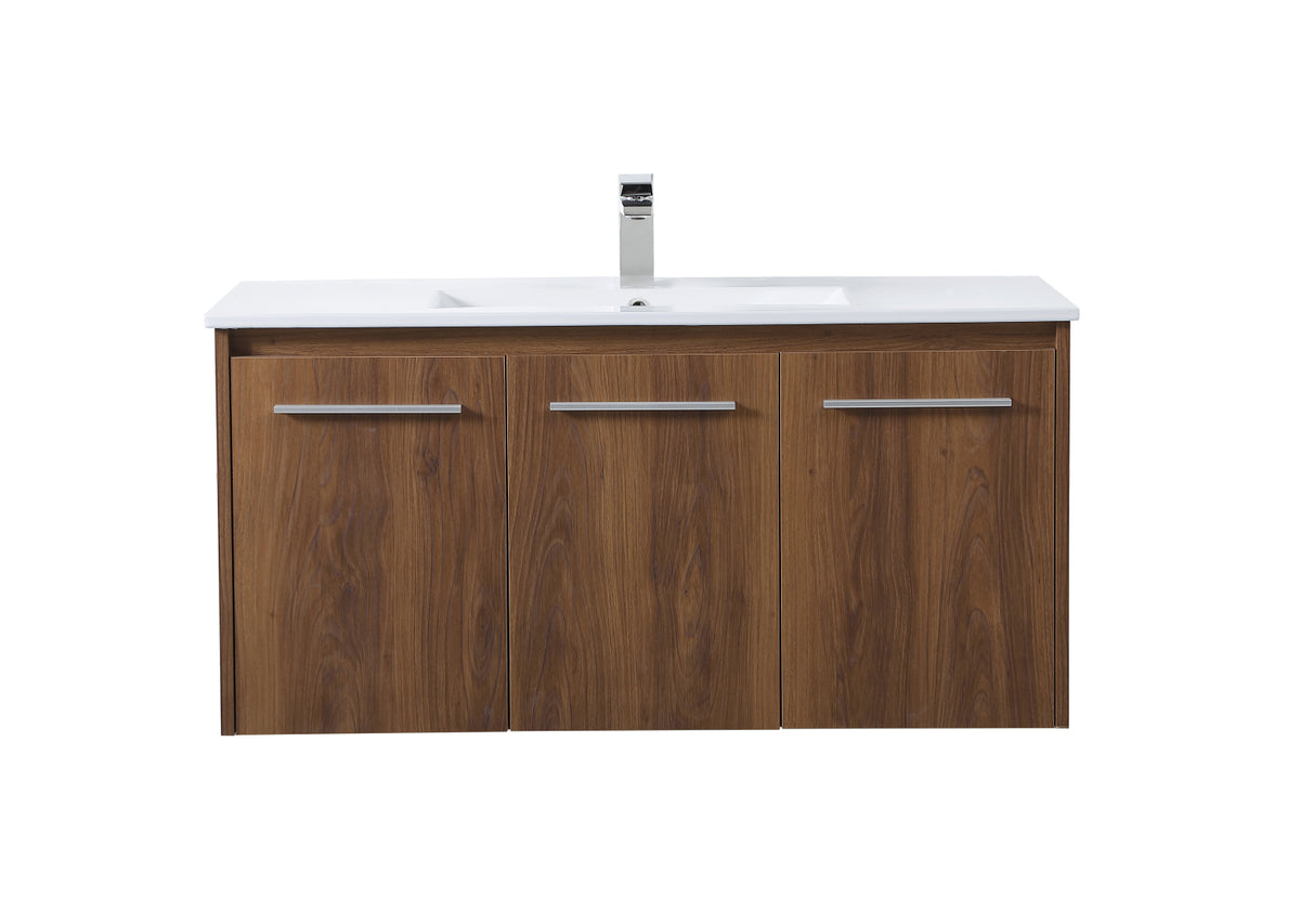 40 inch  Single Bathroom Floating Vanity in Walnut Brown