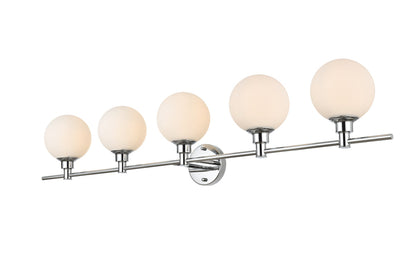 Cordelia 5 light Chrome and frosted white Bath Sconce