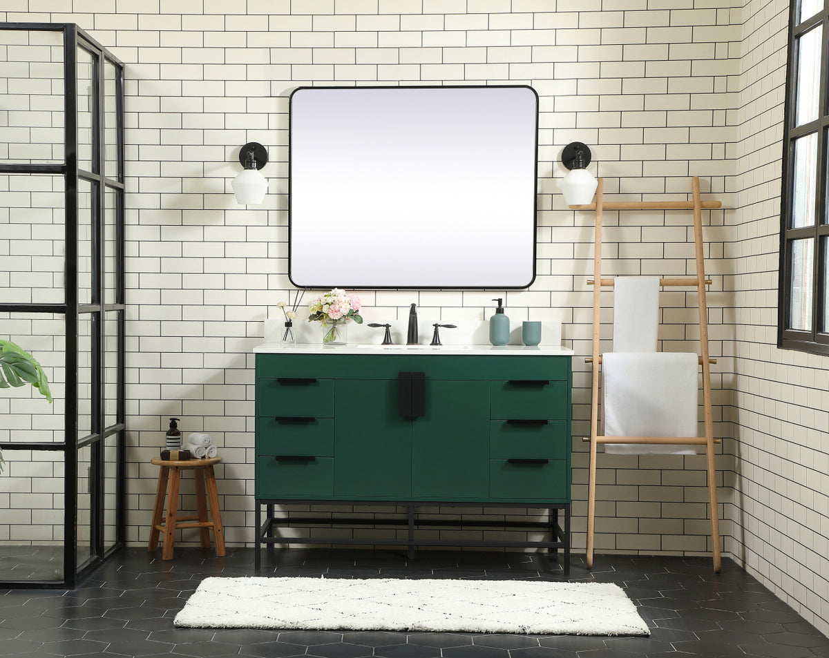 48 inch Single bathroom vanity in green with backsplash