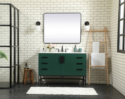 48 inch Single bathroom vanity in green with backsplash