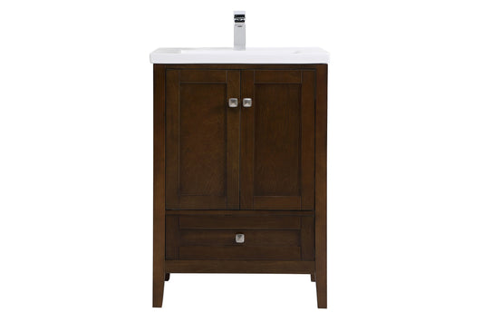 24 In. Single Bathroom Vanity Set In Antique Coffee