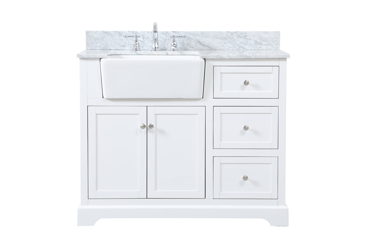 42 inch Single bathroom vanity in white with backsplash