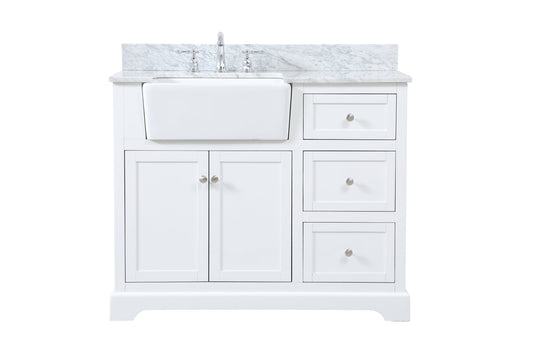 42 inch Single bathroom vanity in white with backsplash