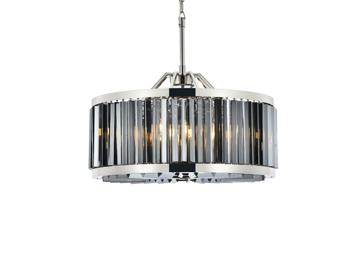 Chelsea 8 light polished nickel Chandelier Silver Shade (Grey) Royal Cut Crystal