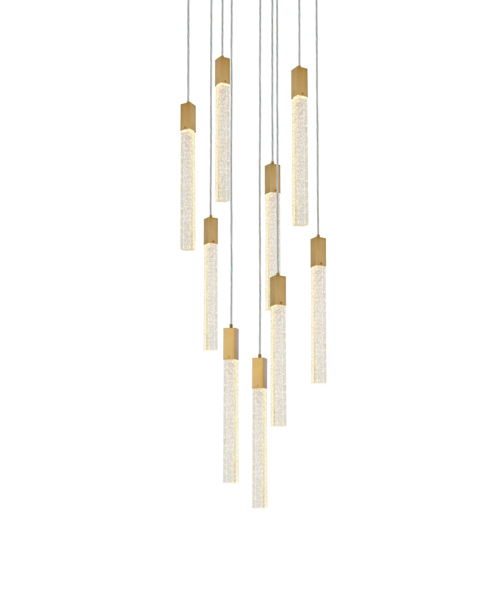 Weston 9 lights pendant in satin gold