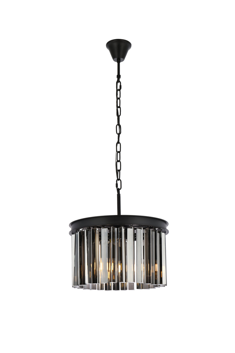 Sydney 3 light Matte Black Pendant Silver Shade (Grey) Royal Cut Crystal