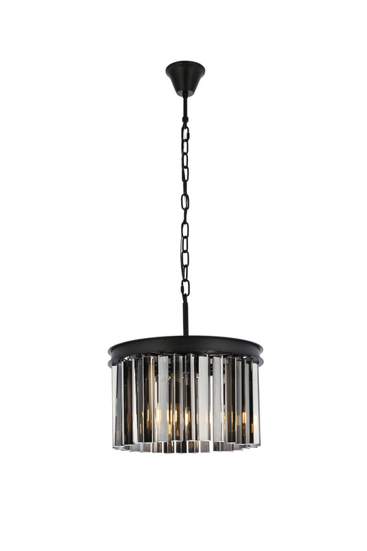 Sydney 3 light Matte Black Pendant Silver Shade (Grey) Royal Cut Crystal