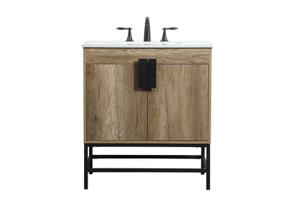 30 inch Single bathroom vanity in natural oak