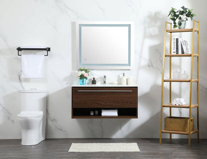 40 inch Single bathroom vanity in walnut with backsplash