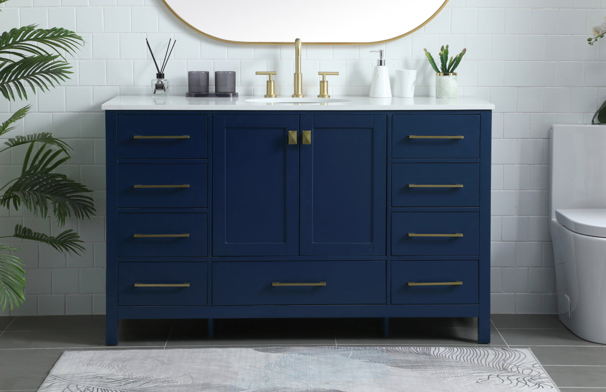 54 Inch SIngle Bathroom Vanity In Blue