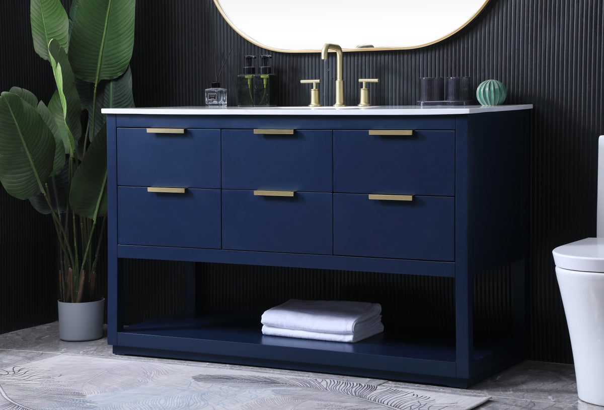 54 Inch SIngle Bathroom Vanity In Blue