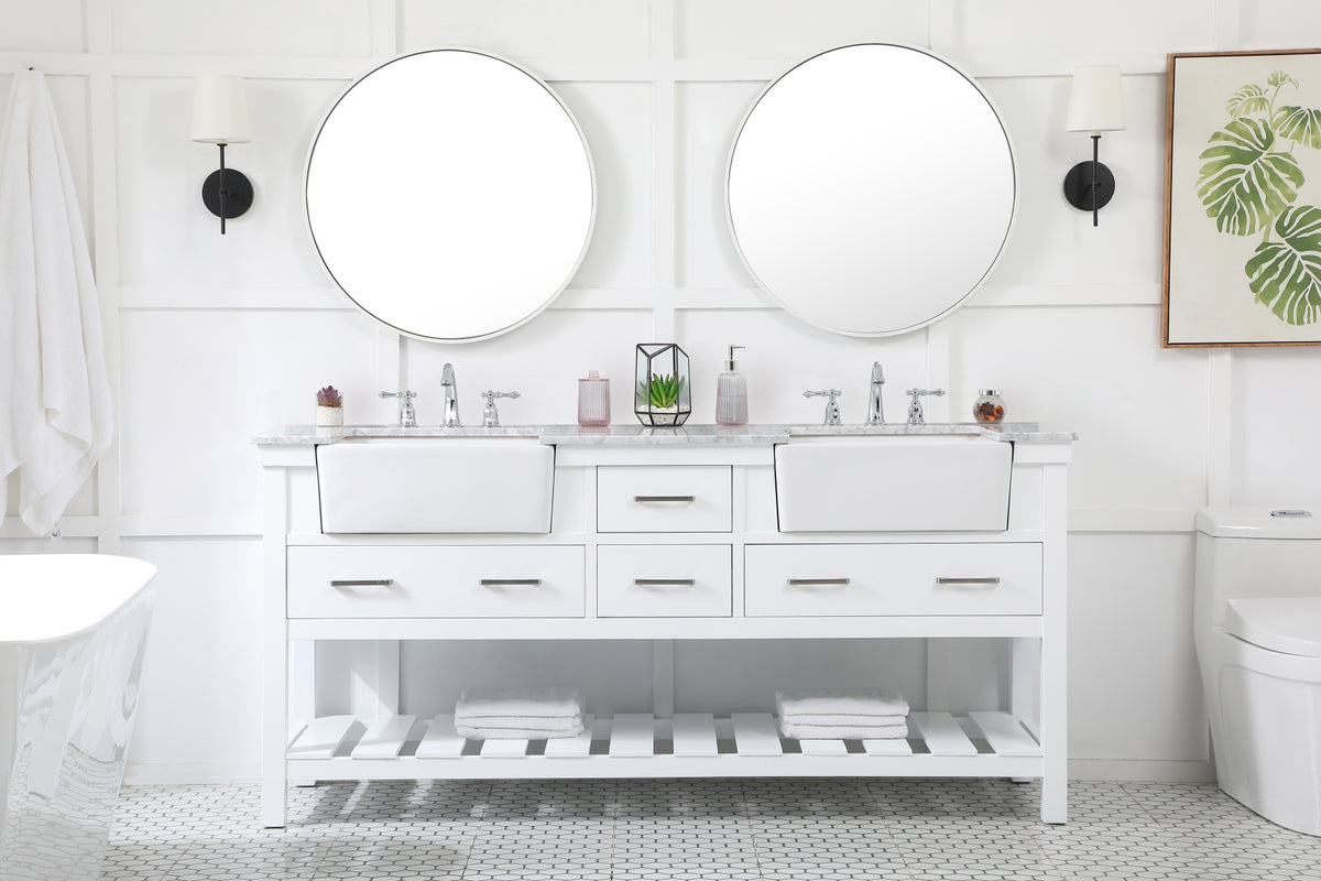 72 inch double bathroom vanity in white