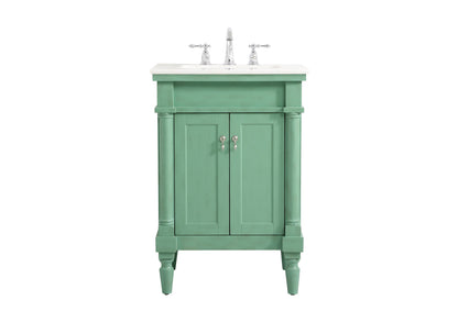 24 inch Single bathroom vanity in vintage mint