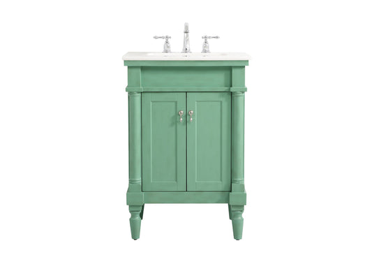 24 inch Single bathroom vanity in vintage mint