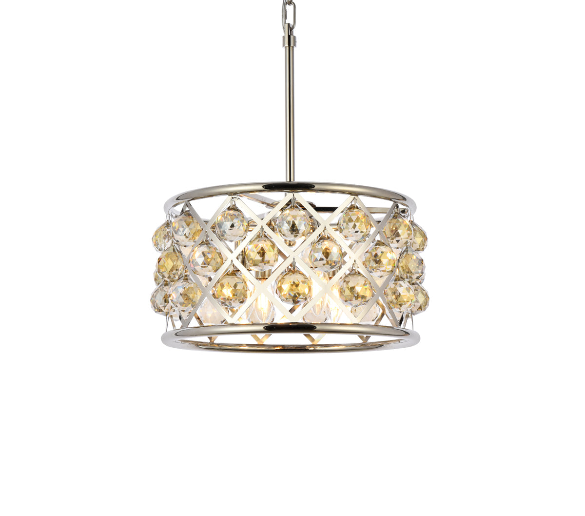 Madison 4 light polished Nickel Pendant Golden Teak (Smoky) Royal Cut Crystal