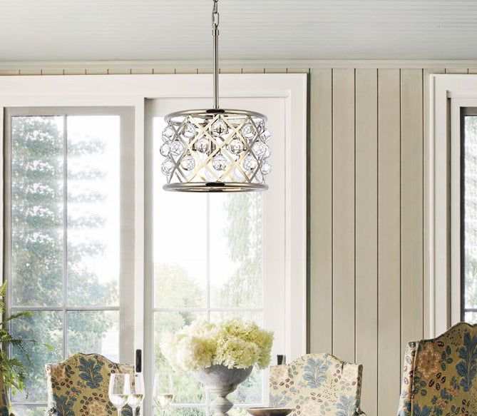 Madison 3 light polished Nickel Pendant Clear Royal Cut Crystal