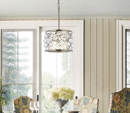 Madison 3 light polished Nickel Pendant Clear Royal Cut Crystal