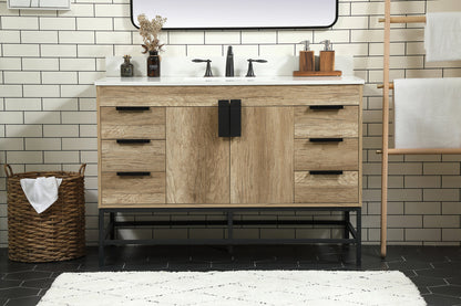 48 inch Single bathroom vanity in natural oak with backsplash