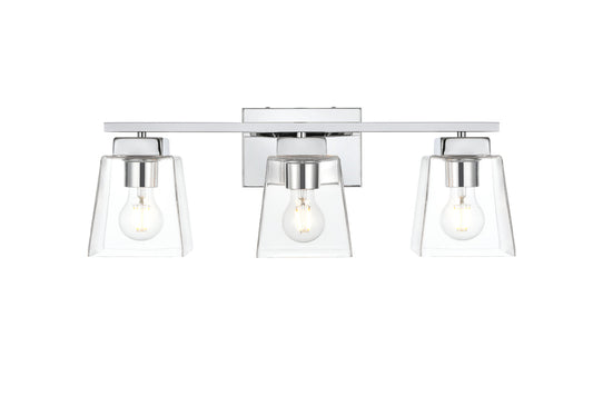 Merrick 3 light Chrome and Clear Bath Sconce