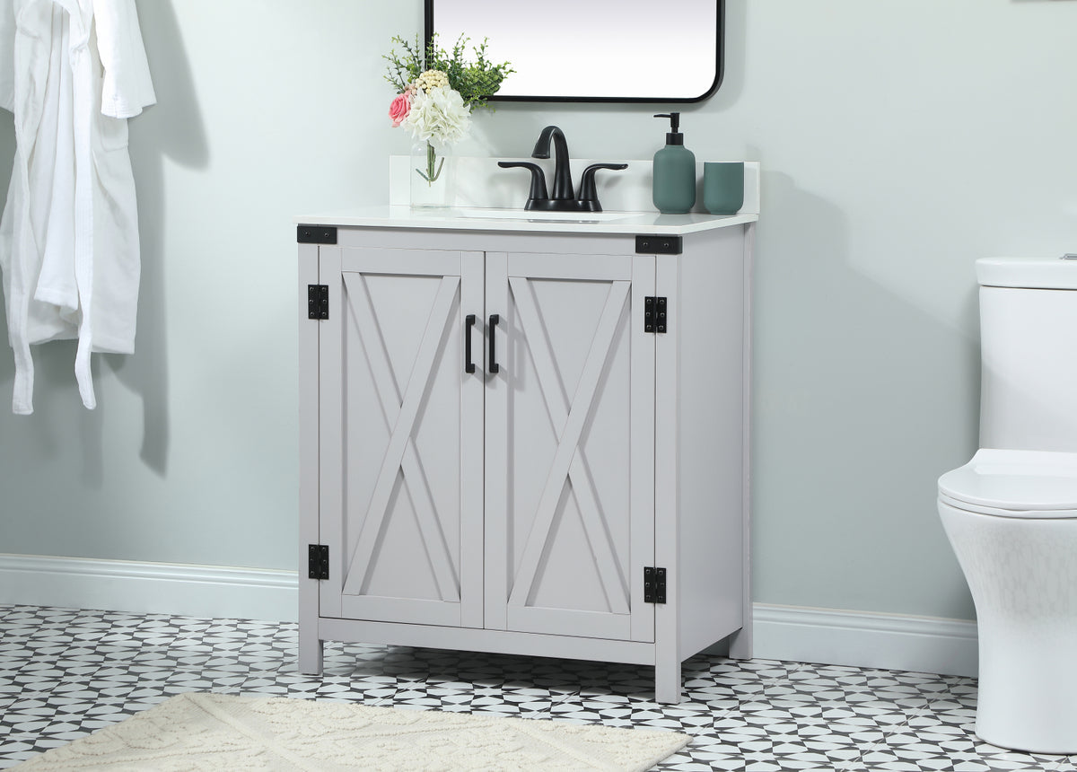 30 inch Single bathroom vanity in grey with backsplash