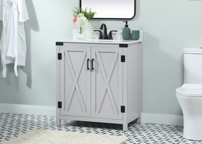 30 inch Single bathroom vanity in grey with backsplash