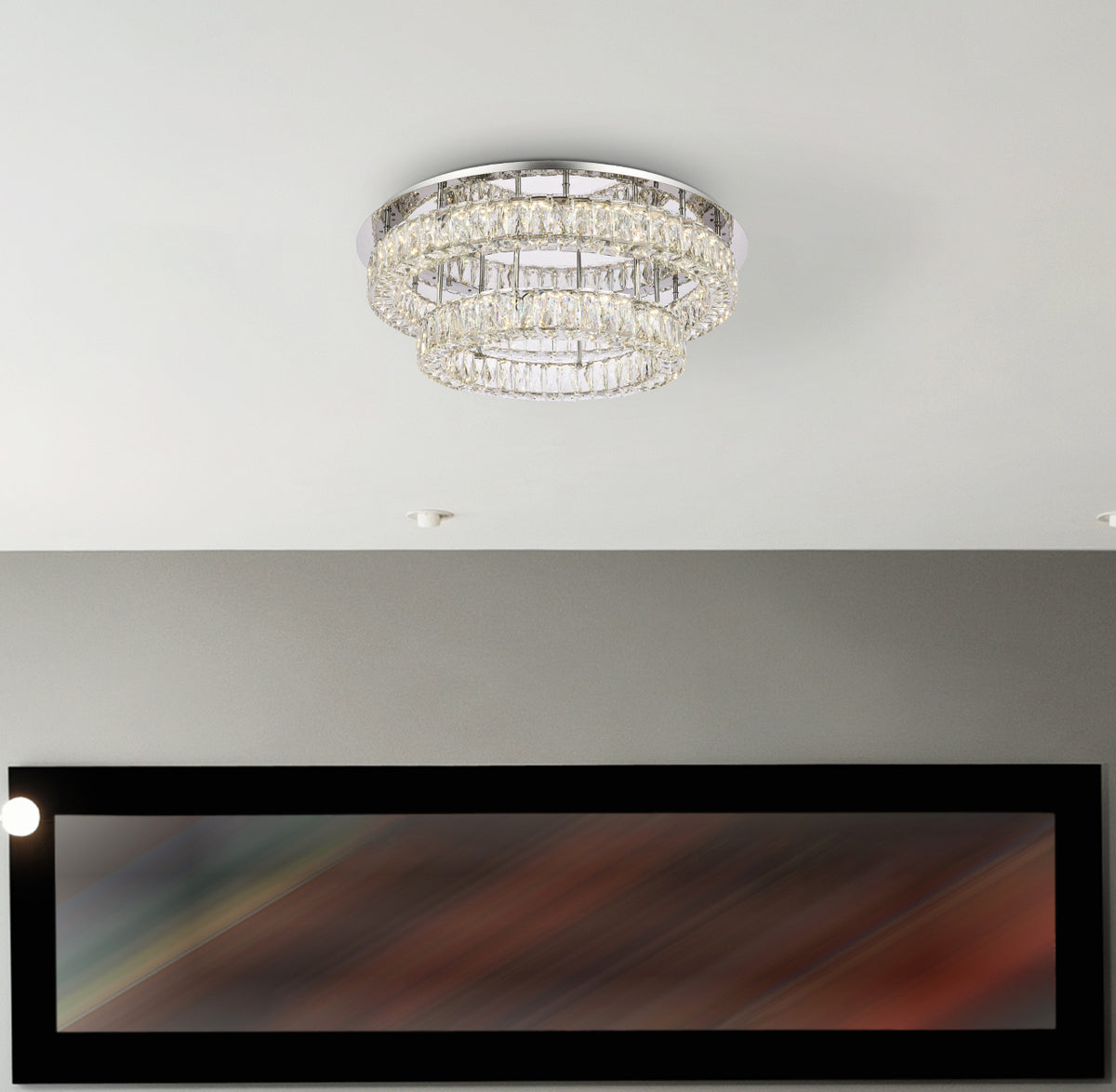 Monroe 30 inch LED double flush mount in chrome