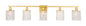 Phineas 5 light Brass and Clear Crystals wall sconce