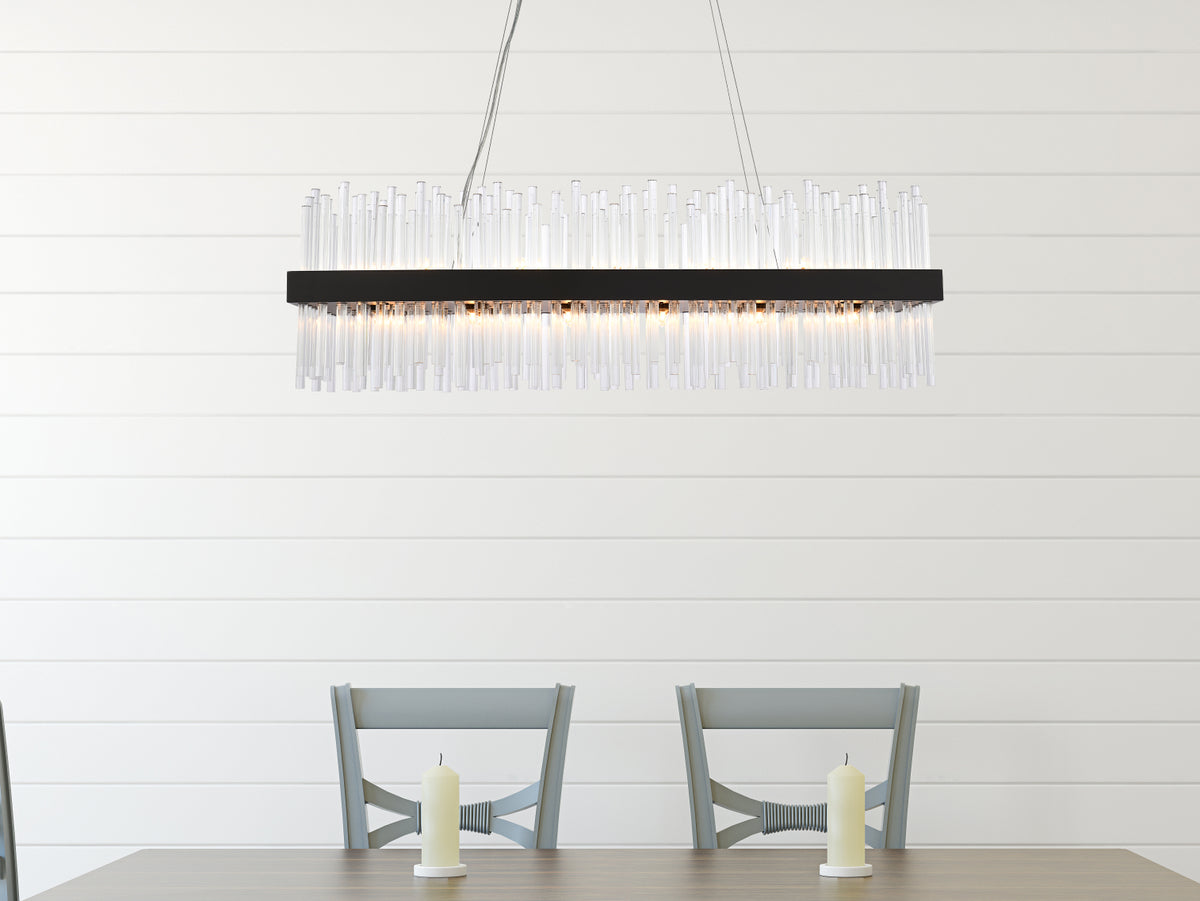 Dallas 42 inch rectangle crystal pendant in black
