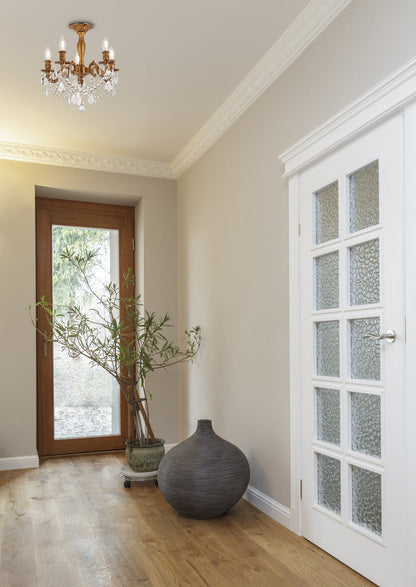 Rosalia 5 light French Gold Flush Mount Clear Royal Cut Crystal