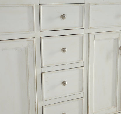 60 inch Double Bathroom vanity in Antique White with ivory white engineered marble