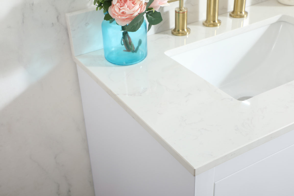 30 inch Single bathroom vanity in white with backsplash