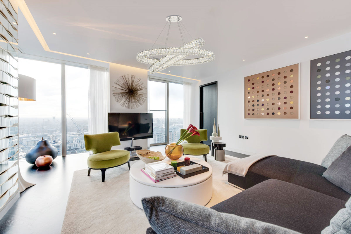 Monroe Integrated LED light Chrome Chandelier Clear Royal Cut Crystal