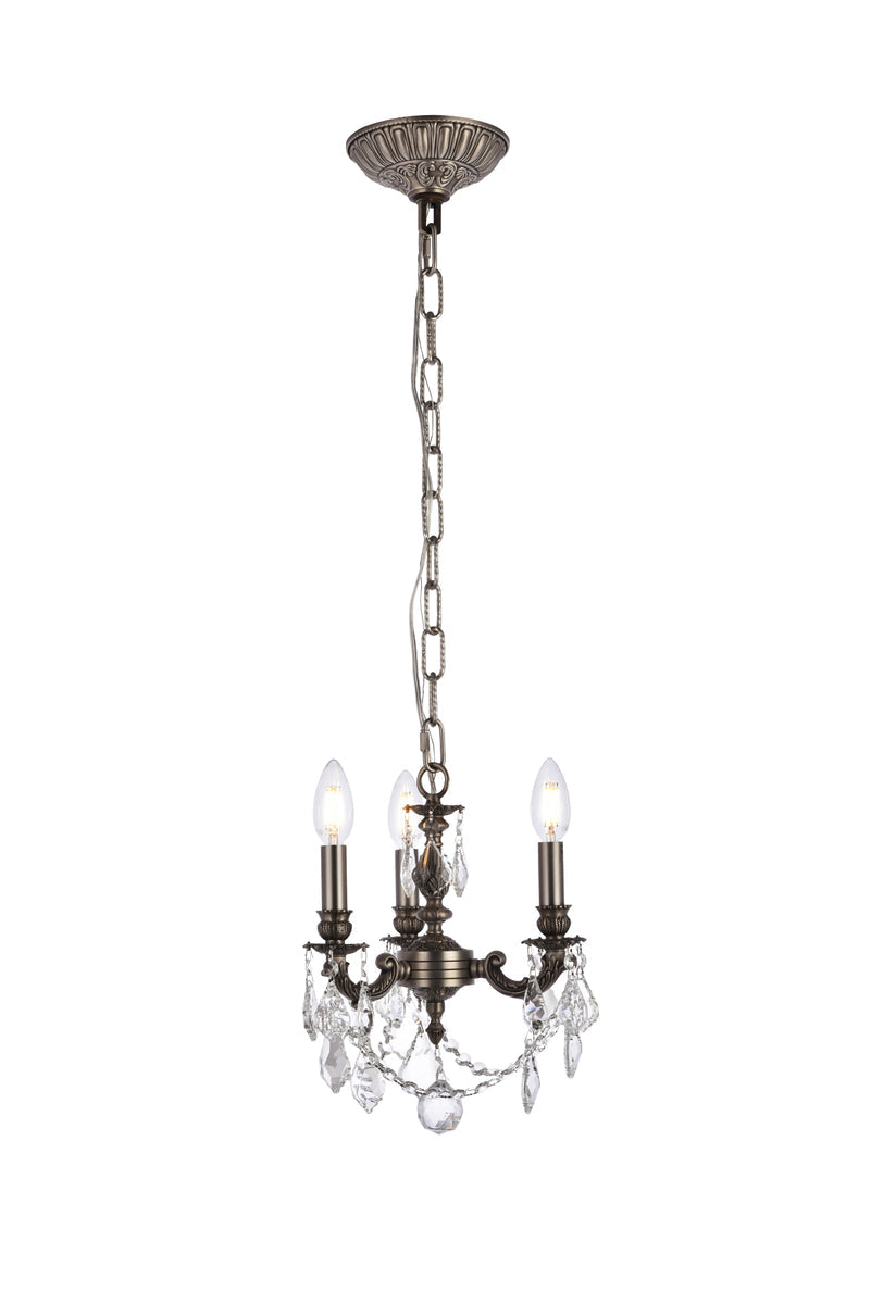 Lillie 3 light Pewter Pendant Clear Royal Cut Crystal