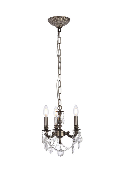 Lillie 3 light Pewter Pendant Clear Royal Cut Crystal