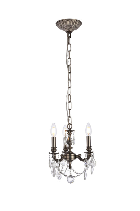 Lillie 3 light Pewter Pendant Clear Royal Cut Crystal