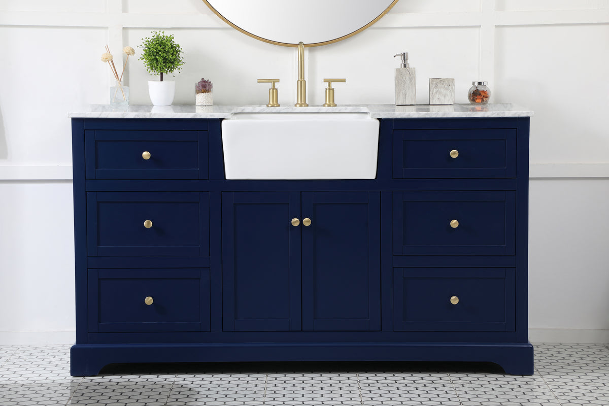 60 inch Single bathroom vanity in blue