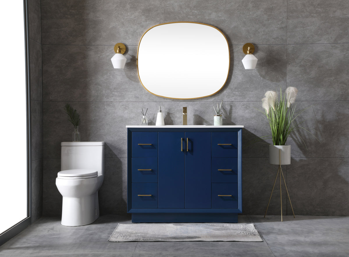 42 Inch SIngle Bathroom Vanity In Blue