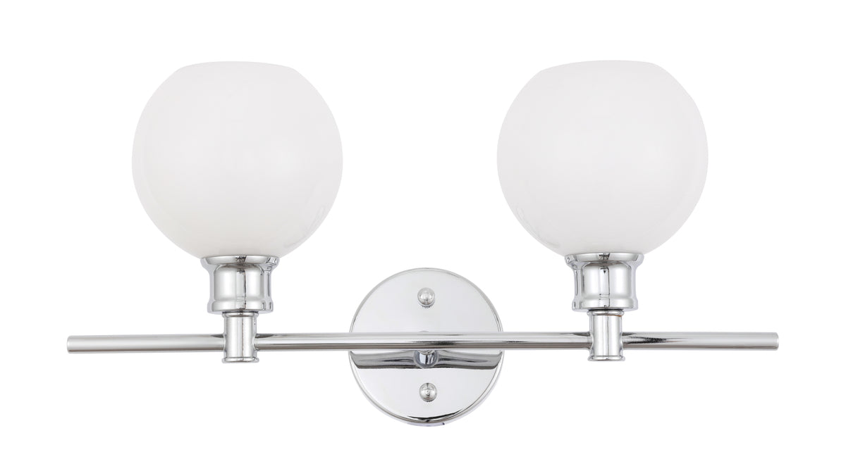 Collier 2 light Chrome and Frosted white glass Wall sconce