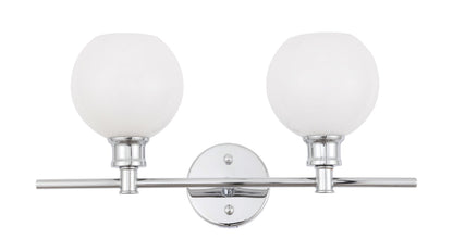 Collier 2 light Chrome and Frosted white glass Wall sconce