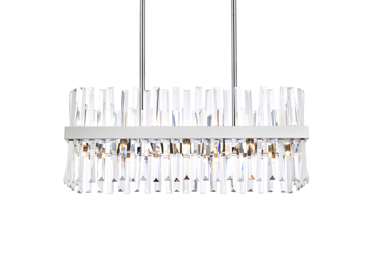 Serephina 30 inch crystal rectangle chandelier light in chrome