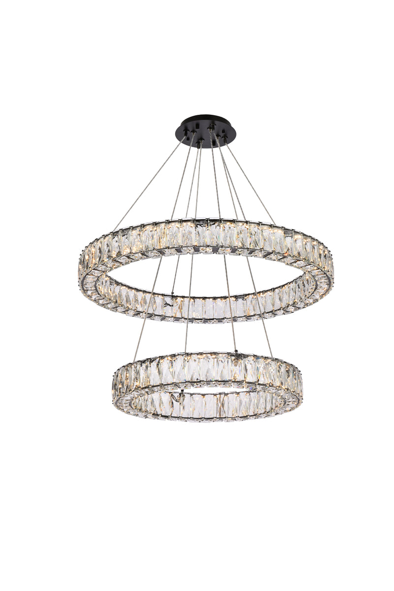 Monroe 28 inch LED double ring chandelier in black