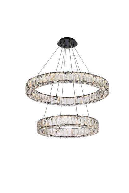 Monroe 28 inch LED double ring chandelier in black