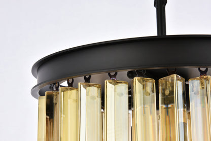 Sydney 3 light Matte Black Pendant Golden Teak (Smoky) Royal Cut Crystal