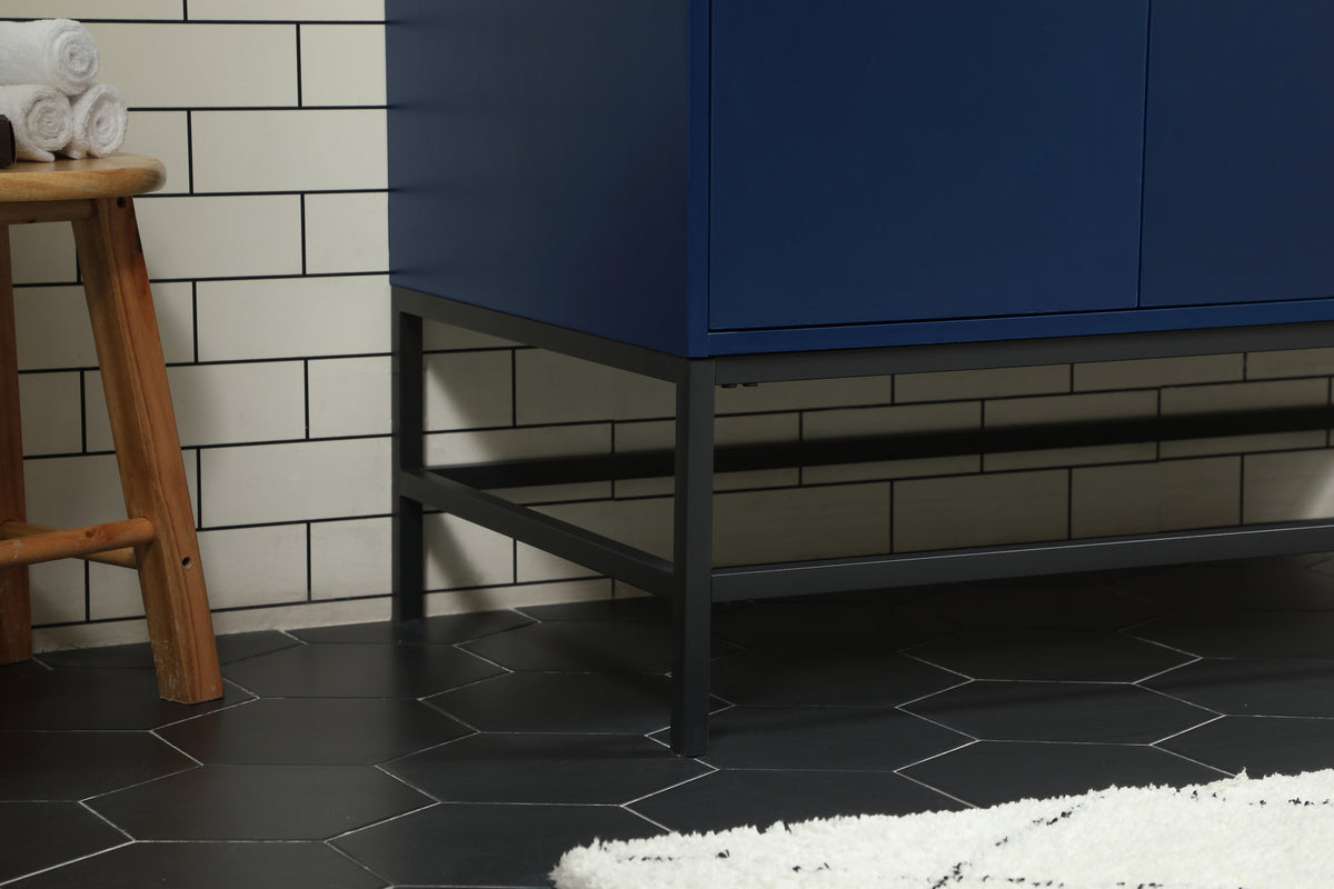 42 inch Single bathroom vanity in blue with backsplash